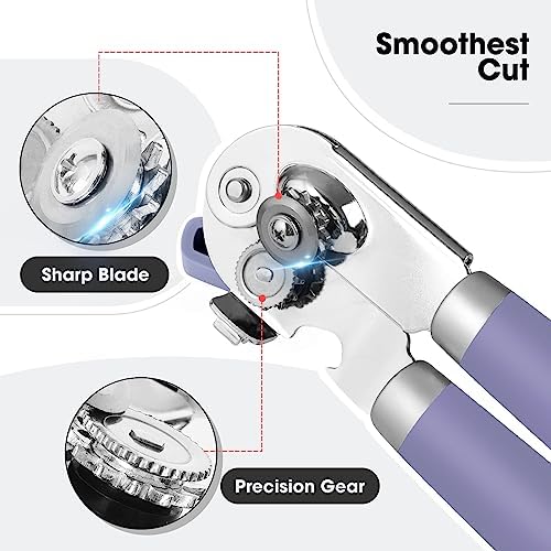 Beneno Heavy Duty Hand Can Opener Manual with Magnet Lid Remover, Purple