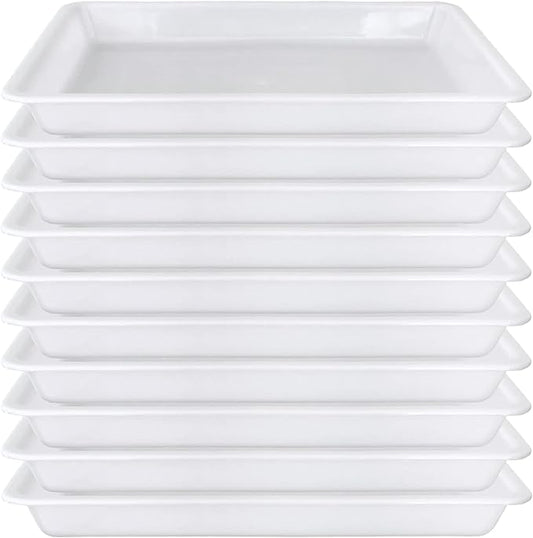 10 Pack Plastic Art Trays,Activity Crafts Tray,Organizer Tray,Serving Tray for Home,School,Kids,DIY Projects,Painting,Beads (White)