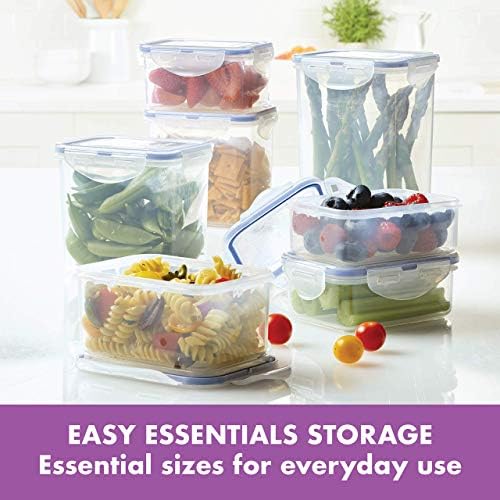 LOCK & LOCK Easy Essentials Food Storage lids/Airtight containers, BPA Free, 14 Piece - Tall Rectangle, Clear