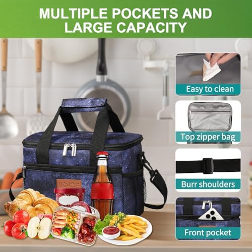 iknoe Insulated Lunch Bag, Foldable 8.5L Cooler Bag for Men & Women, Lunch Box