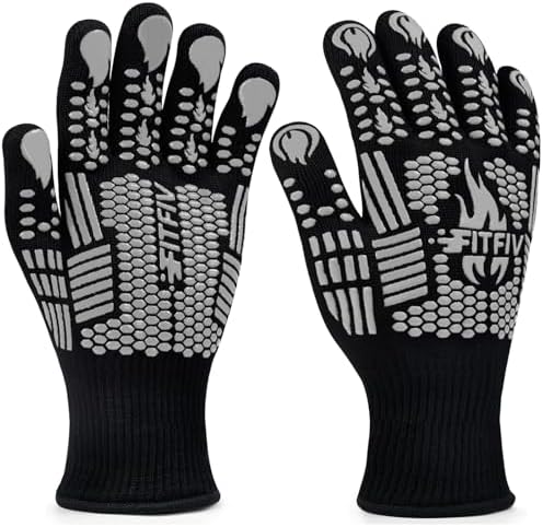 BBQ Gloves, 1472°F Heat Resistant with Silicone Grip Oven Mitts