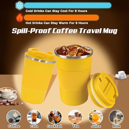 Vacuum Insulated Stainless Steel Travel Coffee Mug,Leak Proof Cup with Lid