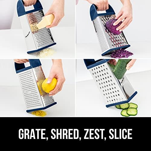 GORILLA GRIP® XL 4-Sided Stainless Steel BPA-Free Cheese Grater, Blue