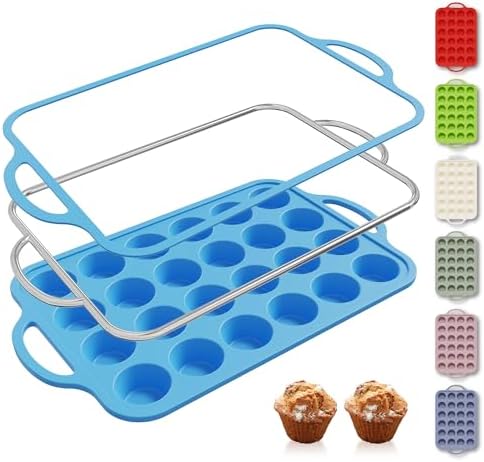 24 Cups Silicone Muffin Pan with Metal Reinforced Frame Cupcake Tray Egg Mold Mama Mommy Mom Ever Christmas Xmas Birthday Law Step Stepmom Stepmother Who Have Everything Good Unique Useful Present