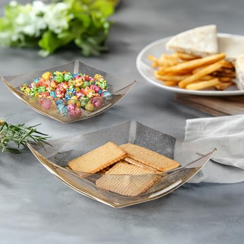 R-kay 6 Pack Gold Glitter Plastic Serving Bowls -16 Oz Gold Plastic bowls 16 Oz - Disposable Serving Bowls Heavy Duty For Weddings Catering And Birthday parties