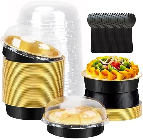 LNYZQUS 8oz Mini Pie Tins with Lids 50 Pack, 4 Inch Individual Cake Pans