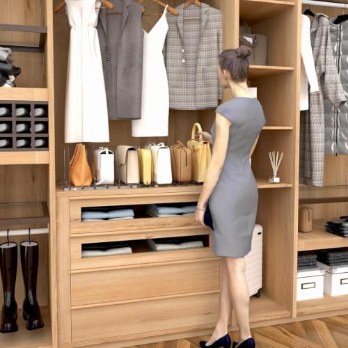 SPACEKEEPER Adjustable Shelf Divider for Closet, Clear Purse Organizers for Closet Acrylic Handbag Separators Storage Organizer Bookshelf Separator Dividers in Bedroom, Office