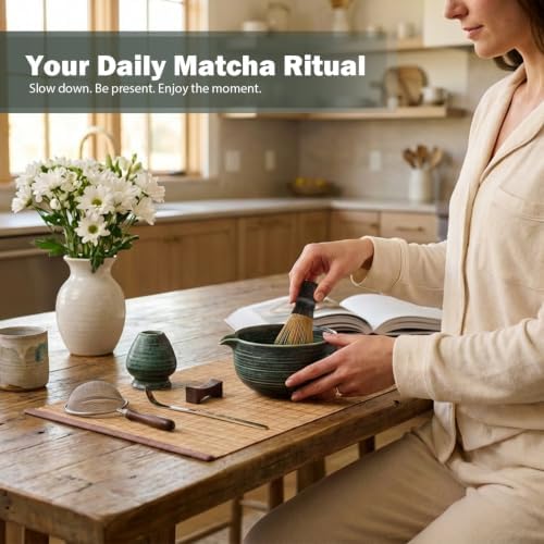 Matcha Set, 7-Piece Matcha Whisk Set with Bowl & 100-Prong Whisk