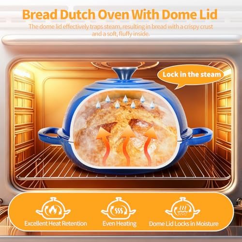 Mini Double Dutch Oven For Sourdough Bread Baking, 5QT Enameled Cast Iron