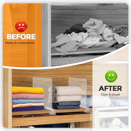 Clear Acrylic Shelf Dividers for Closets Organizer & Storage,6 Pack