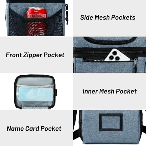 MIER Insulated Lunch Box Bags for Men Women, Dual Compartment, Bluesteel