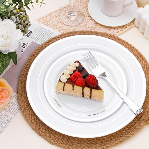 BESTSTAR 100PCS White Plastic Plates for Party