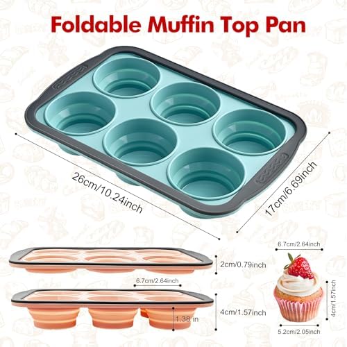 RAYBIN 2 Pack Silicone Muffin Pans for Baking, 6 Cup Nonstick Cupcake Pan