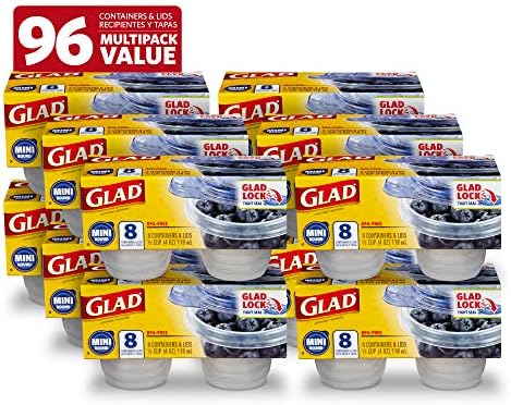 Glad GladWare Mini Round Food Storage Containers, 4 Oz, 8 Count, 12-Pack