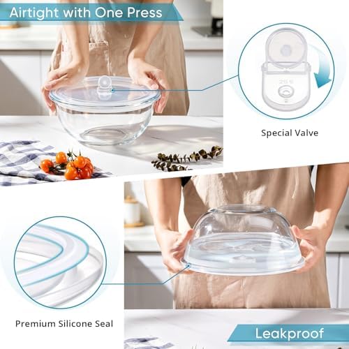 E-far 4.8QT Large Glass Mixing Bowl with Airtight Lid for Sourdough Bread