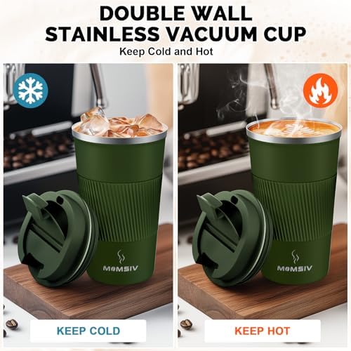 MOMSIV 17oz Travel Coffee Mug, Insulated Coffee Cup with Leakproof Lid
