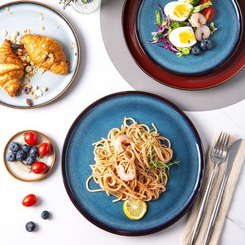 LERATIO Ceramic Dinner Plates Set of 6,10.5 Inch Reactive Glaze Plate Sets