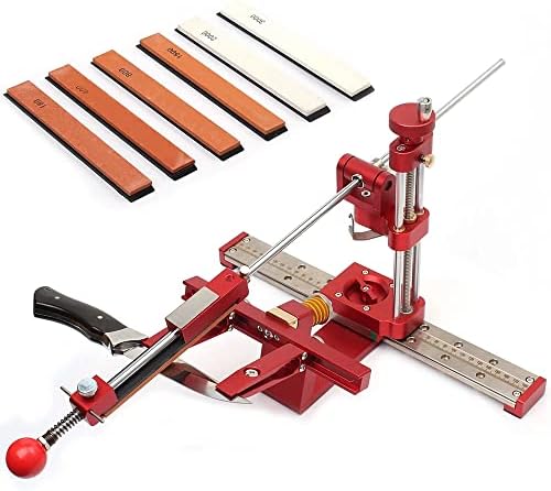 Professional Knife Sharpener with 6 Whetstones,360° Flipping Angle Adjustable Design,Fixed-Angle High Precision Grinder Sharpening with Dual Clamps,072R