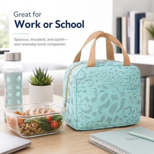Blue Insulated Lunch Bag For Women, Small Lunch Box Tote