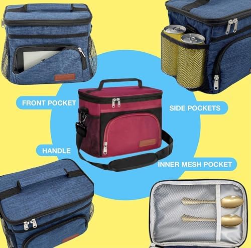 ExtraCharm Insulated Lunch Bag for Women/Men with Adjustable Shoulder Strap