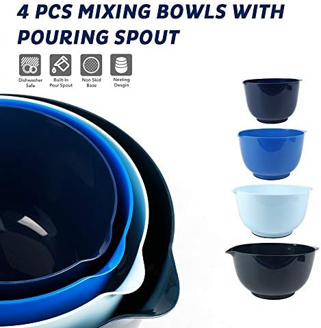 BoxedHome Classic Mixing Bowls Set of 4, BPA Free Plastic, Microwave Safe