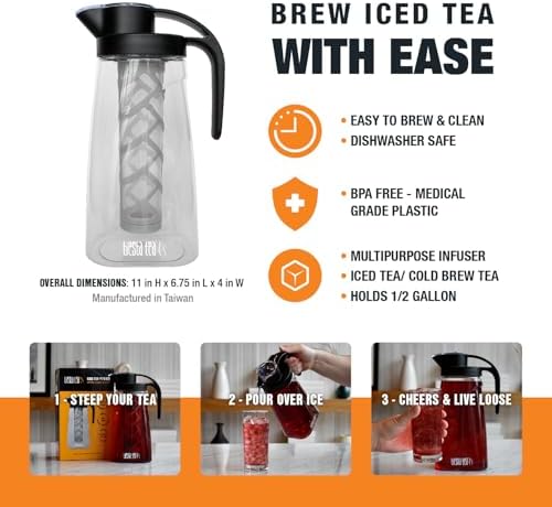 Tiesta Tea - Loose Leaf Iced Tea Pitcher, BPA-Free Tritan Plastic