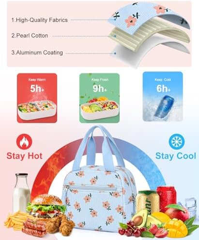 Lunch Bag for Women, Corduroy Small Insulated Lunch Box