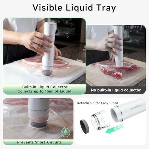 Mehomeli Compact Handheld Vacuum Sealer for Food with 10 Reusable Bags
