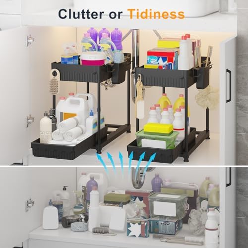 Sevenblue 2-Pack 2-Tier Under Sink Organizers with Sliding Drawers