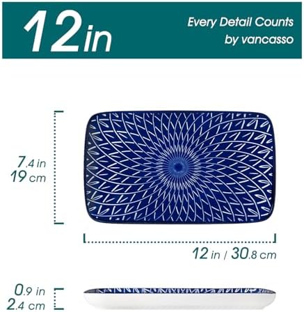 vancasso Porcelain Serving Trays for Party, Serving Platters Set of 4,Serving Dishes for Entertaining, Ceramic Party Trays and Platters for Serving Food, 12" Inch, Series SELENE