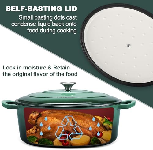 E-far 7QT Oval Dutch Oven Pot with Lid, Enameled Cast Iron Dutch Oven