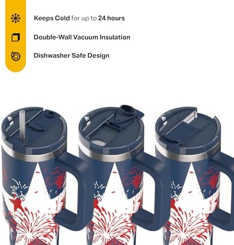 RTIC 30oz Road Trip Tumbler, Insulated, Ceramic Lined, Fireworks