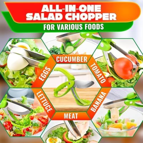 Salad Scissors for Chopped Salad, Two-Blade, Spring-Loaded System