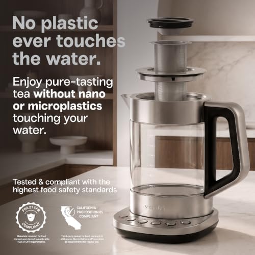 Viante Alba Electric Tea Kettle With Infuser, No Plastic, 1.5L