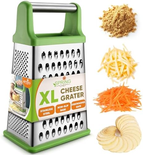 Spring Chef Stainless Steel XL Cheese Grater for Kitchen, Green