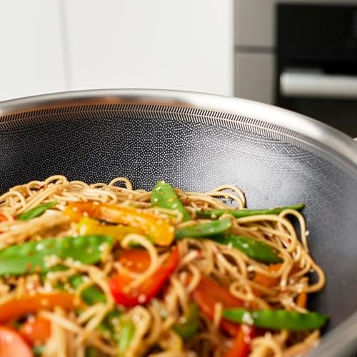 ZWILLING Peak 12-inch Stainless Steel Ceramic Nonstick Dual Performance Wok with Lid