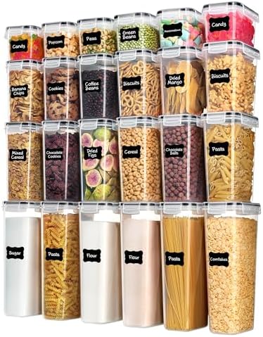 Vtopmart Airtight Food Storage Containers with Lids, 24 pcs, Black