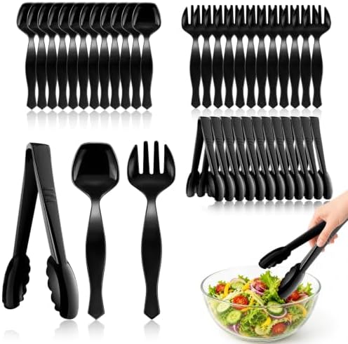 Mwellewm 36Pcs Plastic Serving Utensils Set, Disposable Spoons Tongs Forks