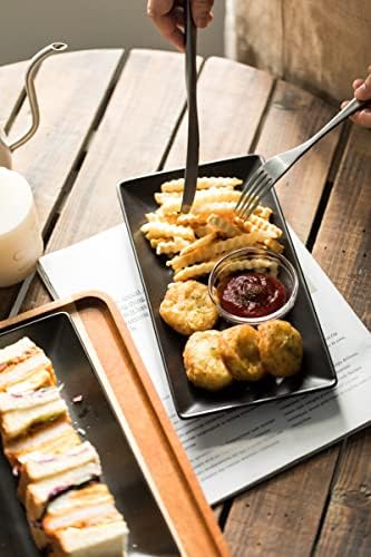 YHOSSEUN Ceramic Serving Platters Set of 4, 9.8 In Black Rectangular Plates
