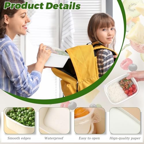 DI QIU REN 50-Pack 35oz Disposable Meal Prep Containers with Lids & Forks, Kraft Paper Bowls To Go Take Out Food Containers with Lids, Microwave & Freezer Safe (White Kraft Paper, 35oz 50 Count)