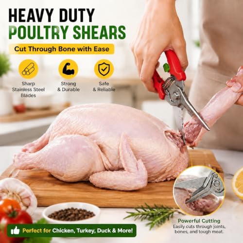 Kitchen Scissors, Stainless Steel Poultry Shears, Sharp Heavy Duty Scissors