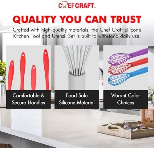 Chef Craft Premium Silicone Wire Cooking Whisk, 10.5 inch, Gray