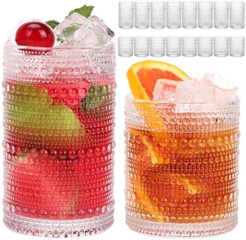Moretoes Hobnail Drinking Glasses Set of 16 Vintage Water Glass Cups