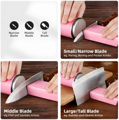 Rolling Knife Sharpener Kit with Diamond & Ceramic Disc, Classic Kit (PINK)