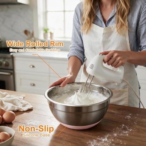 5PCS Stainless Steel Mixing Bowls Set With Non-Slip Silicone Base