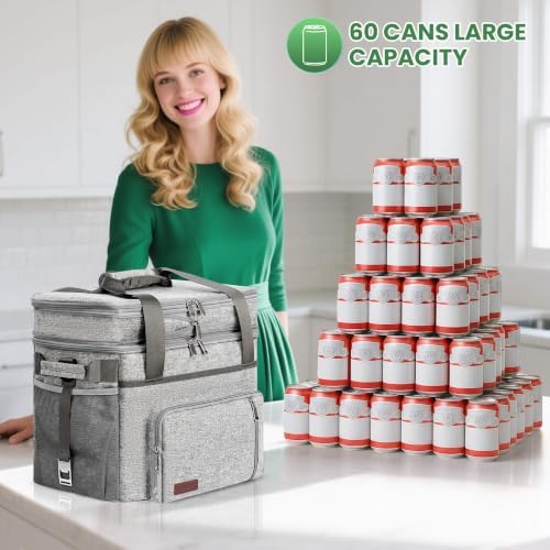 MIYCOO Cooler Bag with Expandable Double Deck, 60 Can Leakproof Cooler