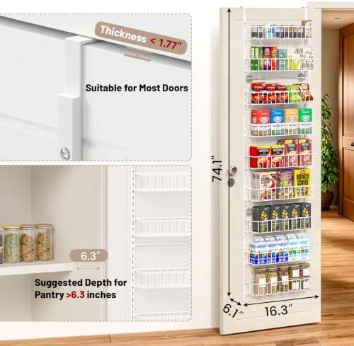ElegantArray 9-Tier Pantry Door Organizer, White