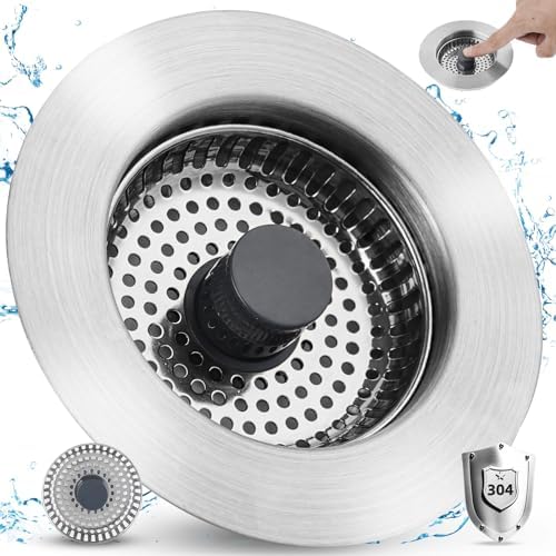All Metal Sink Drain Strainer for Kitchen Sink, Universal Fit