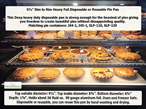 KitchenDance Disposable Heavyweight Aluminum Foil Pie Pan - 36 Ounces Round Baking Pan Perfect for Homemade Cakes, Pies - Aluminum Foil Pan for Baking, Storing, and Preparing Food #1070 (250, Silver)