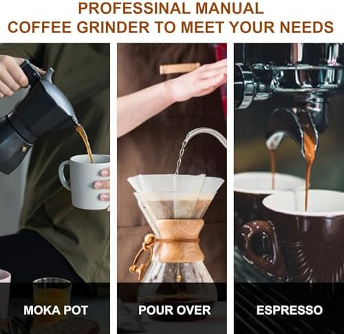 M6 Manual Coffee Grinder for Espresso Pour Over French Press Moka